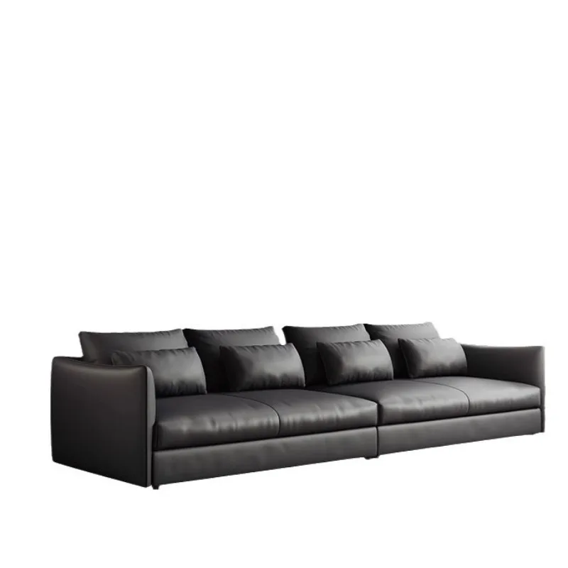 

Sofa Italian minimalist first layer cowhide living room designer straight row leather jungle