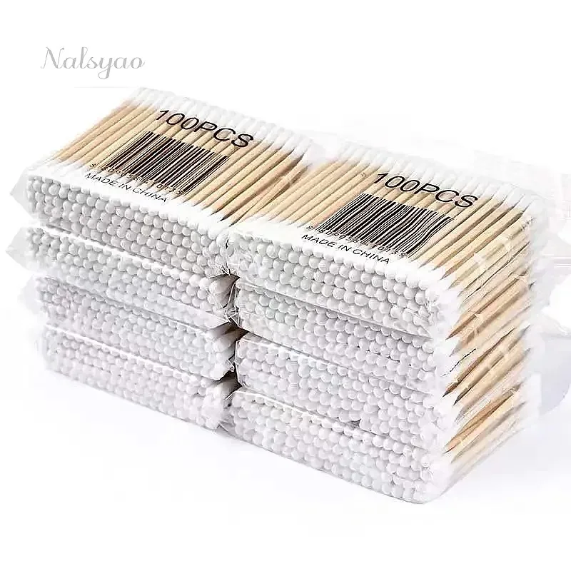 CNKESS 300 500 1000pcs Double Head Cotton Swab Women Makeup Cotton Buds Tip Wood Sticks Nose Ears Cleaning Health Care Tools