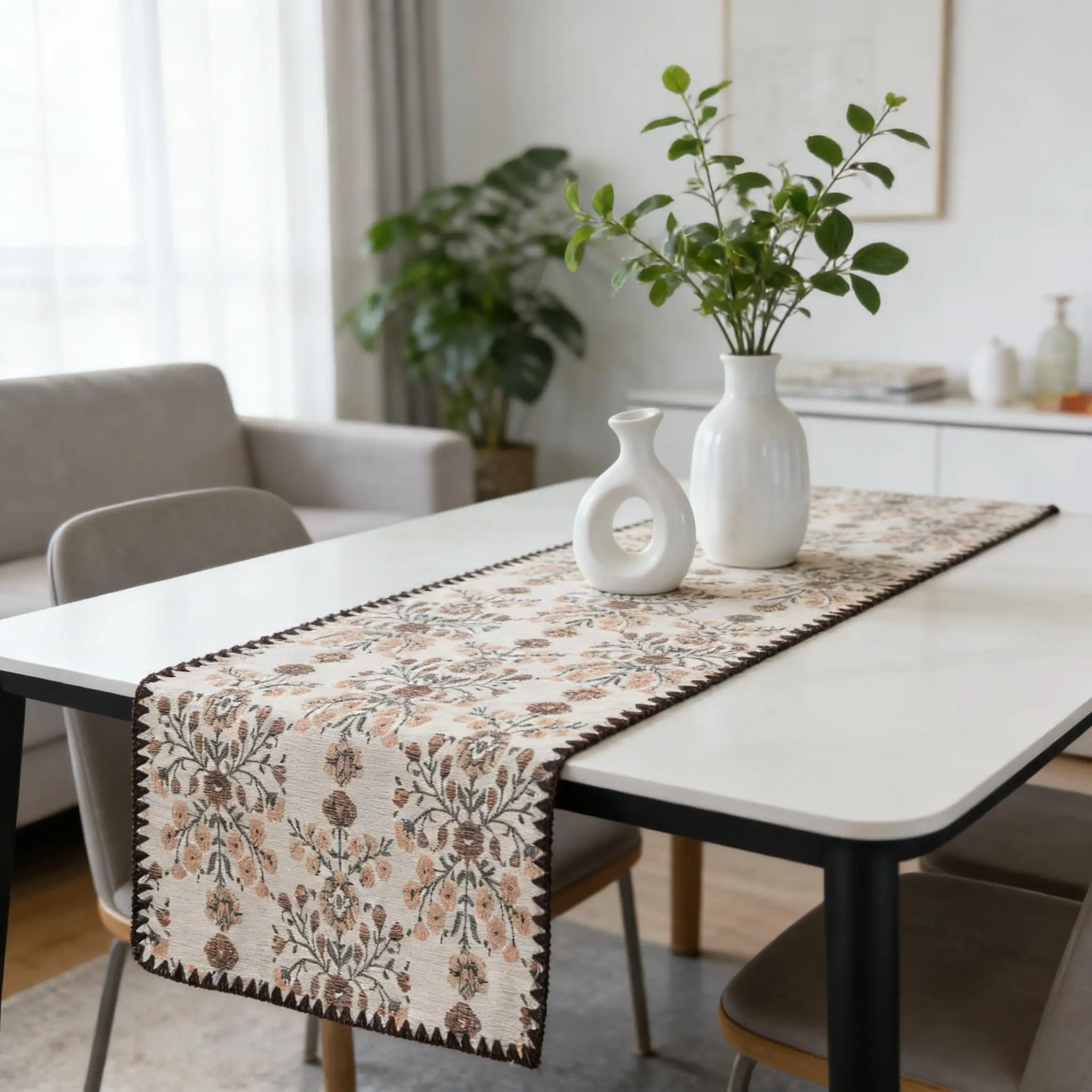 Washable Table Runner Decorative Linen Table Runner, Cotton Table Runner for Dining Table, TV Cabinet and Center Table Decor