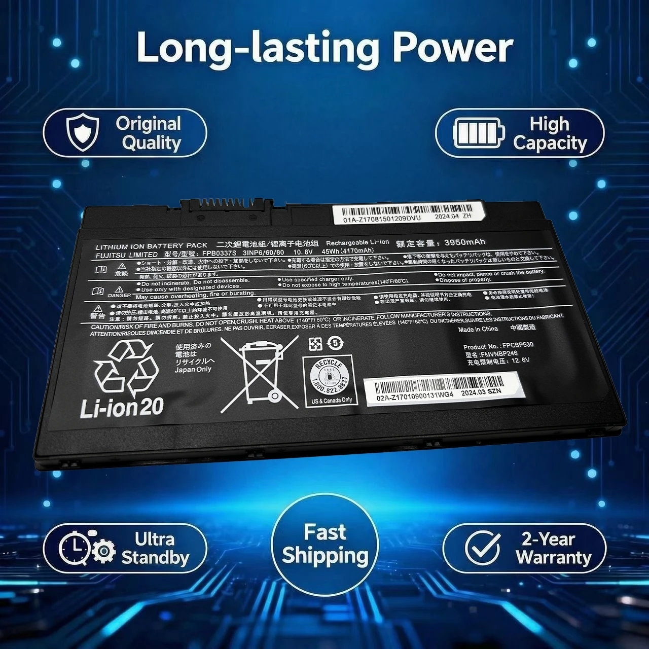 Original FPB0337S Laptop Battery For Fujitsu LifeBook U727 P727