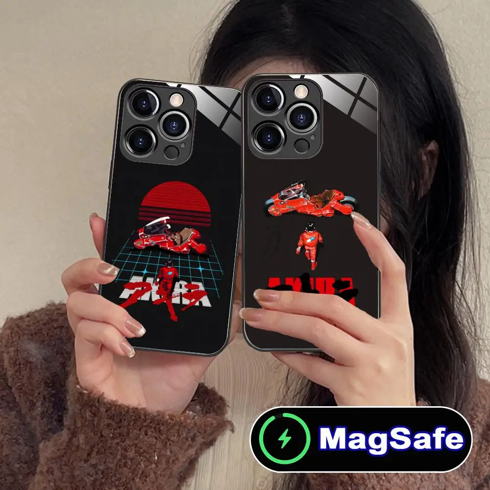 

Модный чехол для мобильного телефона Akira для iPhone 17, 16, 15, 14, 13, 12, 11 Pro Max Plus Mini MagSafe, стеклянный цветной чехол для смартфона, красивый