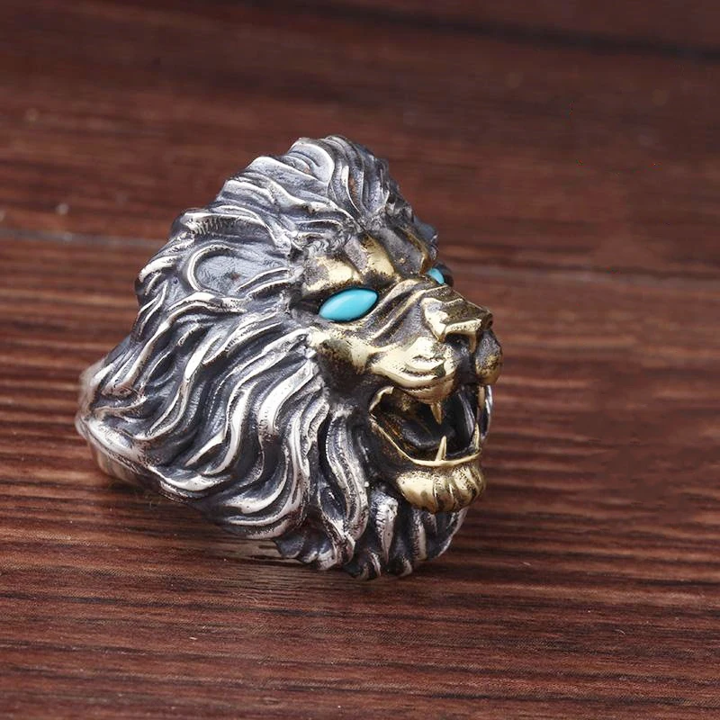 Retro Personality Domineering Lion Head Ring for Men\'s Fashion Trend Punk Rock Adjustable Size Ring Accessories Jewelry Gift