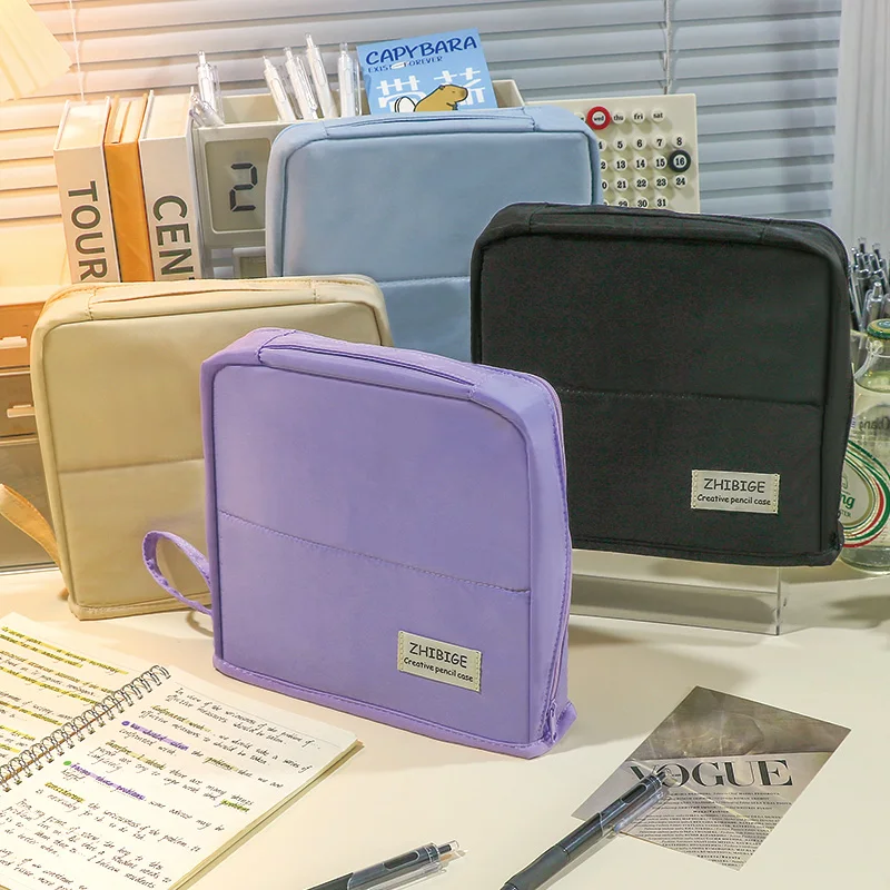 Standable Large-Capacity Pencil Case Pen Holder Useful Handbag Storage Pouch for Stationery School A3147