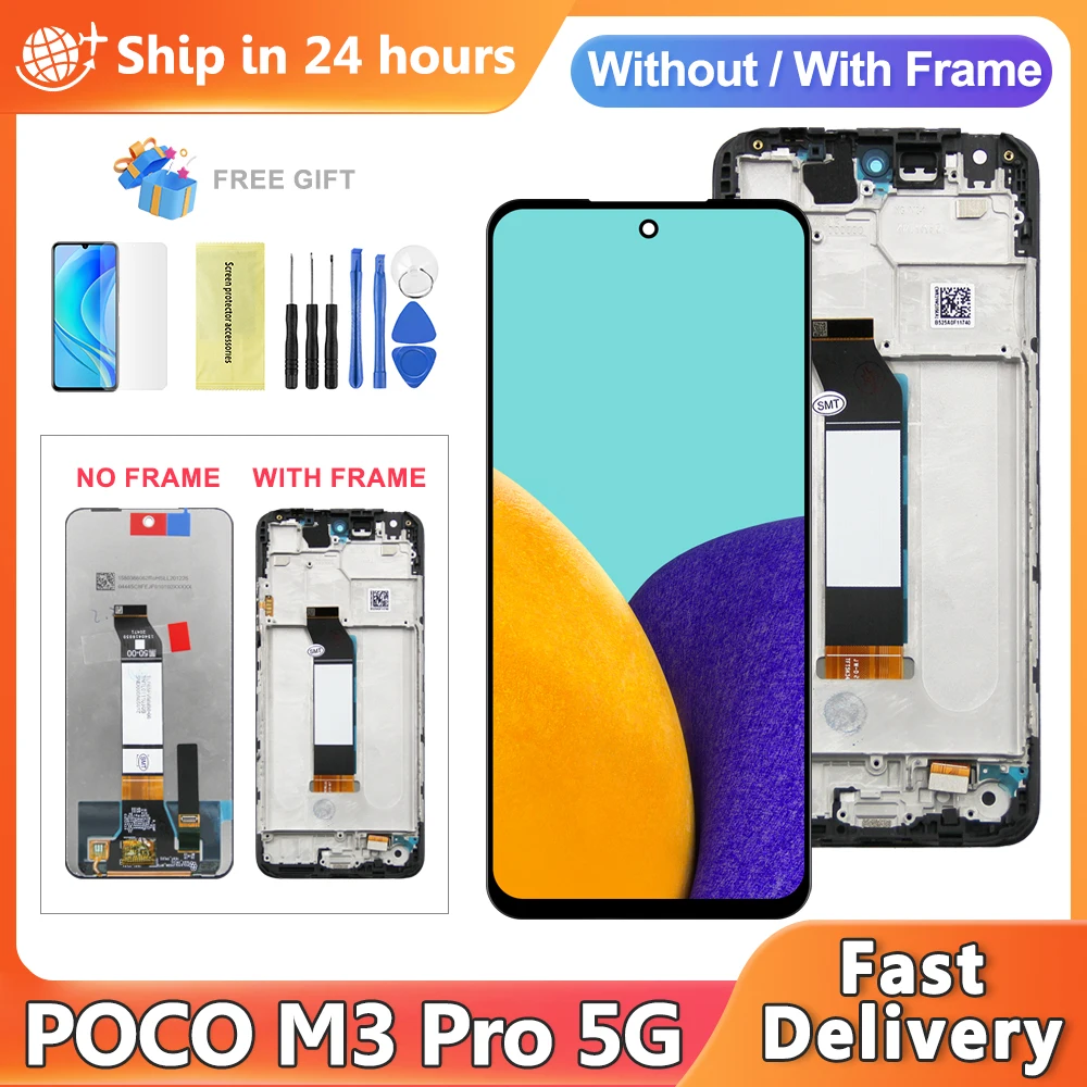 

ЖК-дисплей AMOLED для Xiaomi Poco M3 Pro 5G M2103K19PG M2103K19PI, сенсорный экран, дигитайзер в сборе, сменный экран M3 Pro