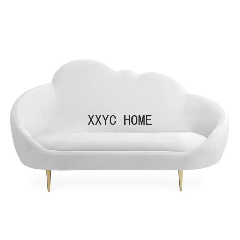 Three-Seat Sofa Simple Modern Living Room Sample Room Stainless Steel Soft Bag Leisure Sofa