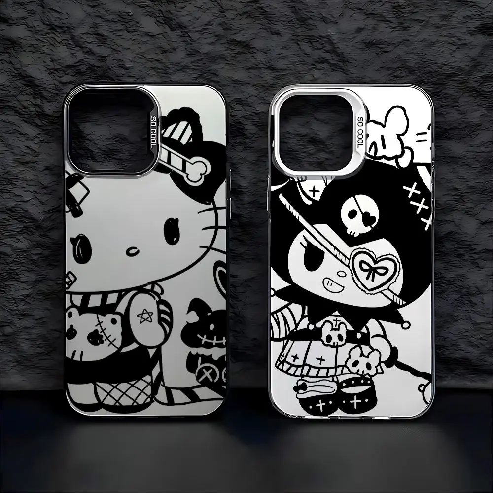 Black Hot Cute Kuromi Helle Kitty Case for Samsung Galaxy S24 S23 S22 S21 S20 Ultra Plus FE 4G 5G Matte Shockproof Back Cover