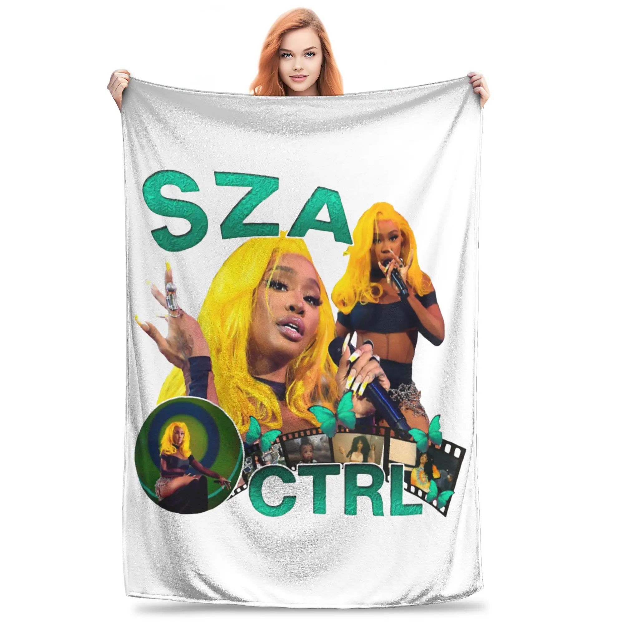 

SZA Ctrl 90s Music Flannel Blankets Rapper Customized Throw Blanket for Home 125*100cm Plush Thin Quilt