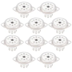 10PCS Ceramic B9A Silver-Plated 9Pin Vacuum Tube Socket Panel Chassis Mount for ECC81 ECC82 ECC83 EL84 6922 Vacuum Tube