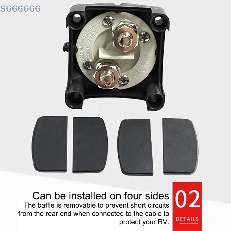

Battery Connection Switch Perfect for Marine Boat Car, 48V 24V 12V, 2 Pin M10 275A.