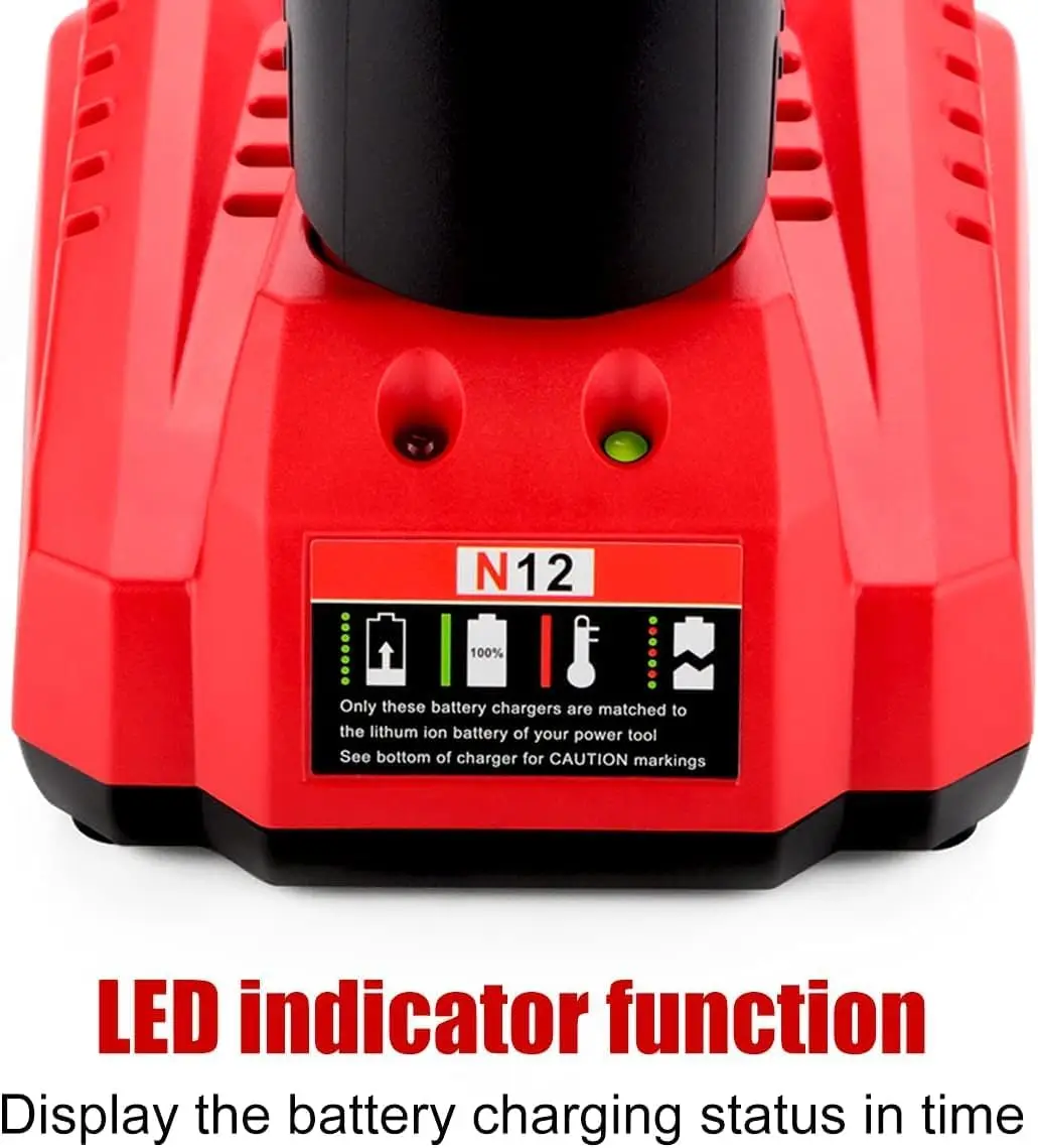 Para Milwaukee M12 N12 batería de iones de litio de repuesto carga rápida 3A 48-11-2401 48-11-2402 C12B C12BX