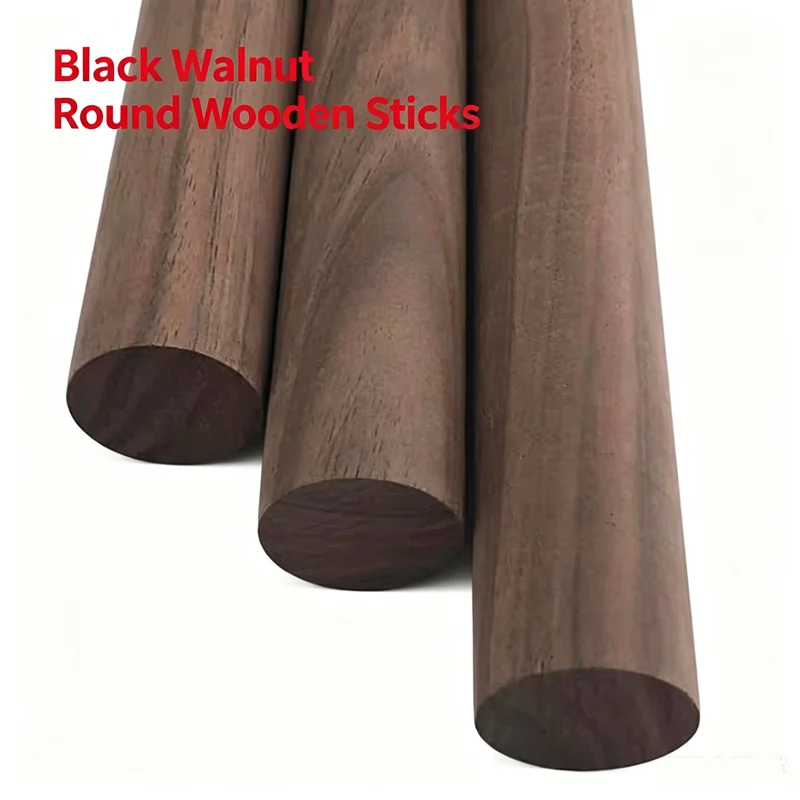 Diameter 35mm Length:30cm American Black Walnut Round Wood Stick Round DIY Wood Rod Bar