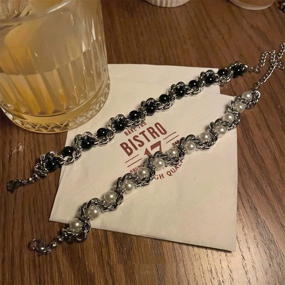 Edelstahl Perlen Kette Armband Für Frauen Männer Trend Silber Farbe Y2K Hip Hop Schmuck Geschenk Freunde Liebhaber Zubehör – Detail 2