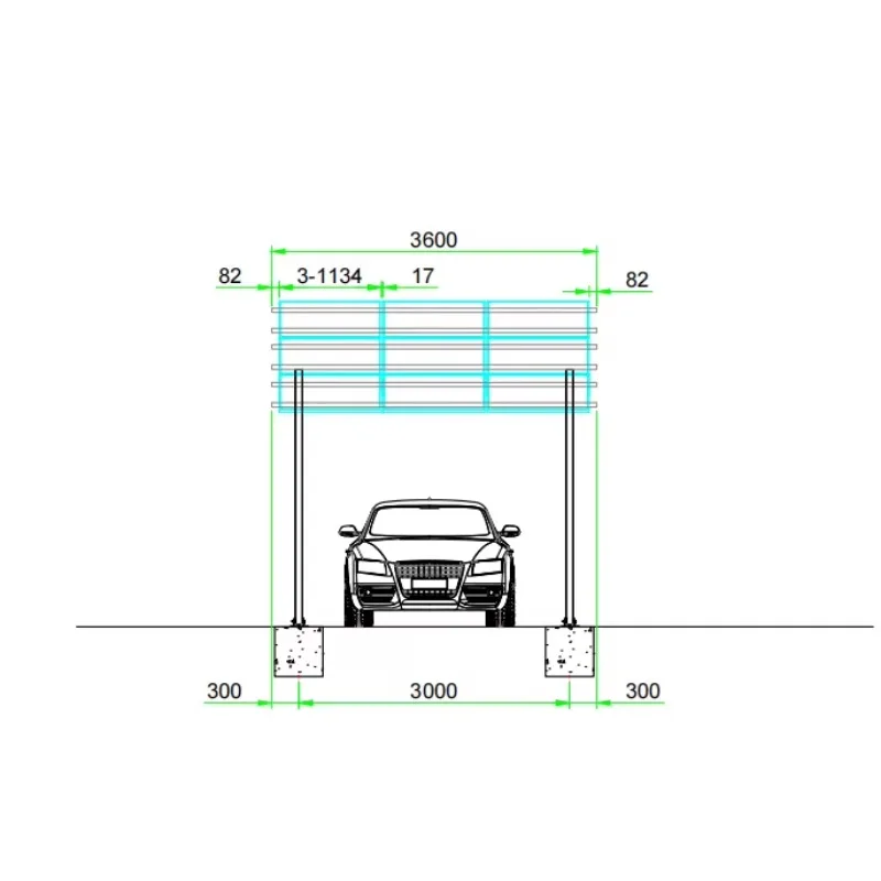 HF High Quality Aluminum 1/2/3/4 Car Carport Solar Mounting Bracket Solar Panel System Structure