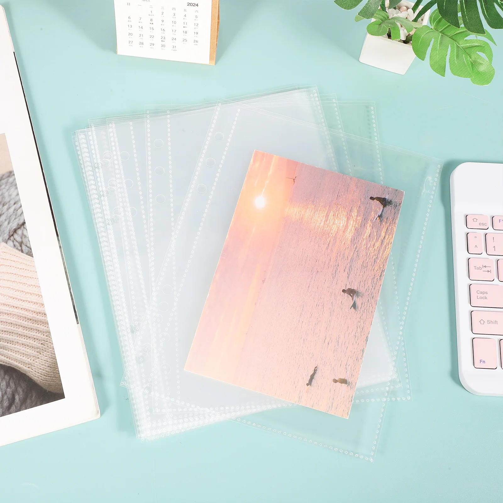 50Pcs Protection Film Transparent Binder Sleeves Clear Document Protectors Open Top for Birth Certificates Office