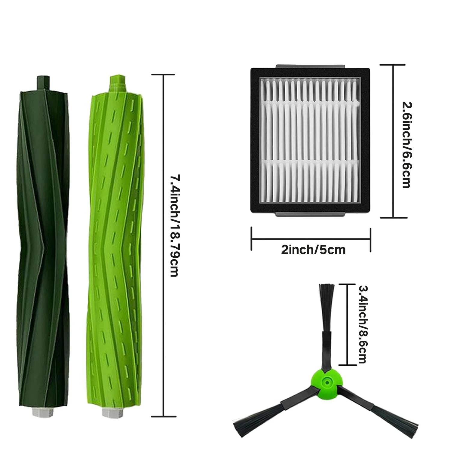 Piezas de repuesto compatibles con iRobot Roomba E I J Series E5 E6 i7 i6 i1 i2 i3 i3 + i4 i8 filtro de Cepillo Lateral 