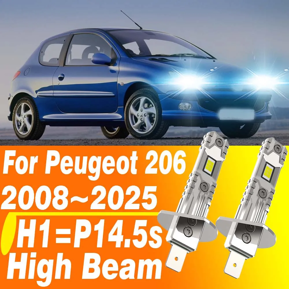 2 uds H1 faro Led Canbus P14.5s bombilla de Luz De Carretera de coche Motor luz antiniebla blanca lámpara de diodo Turbo 12v 55w para Peugeot 206 2008 ~ 2025