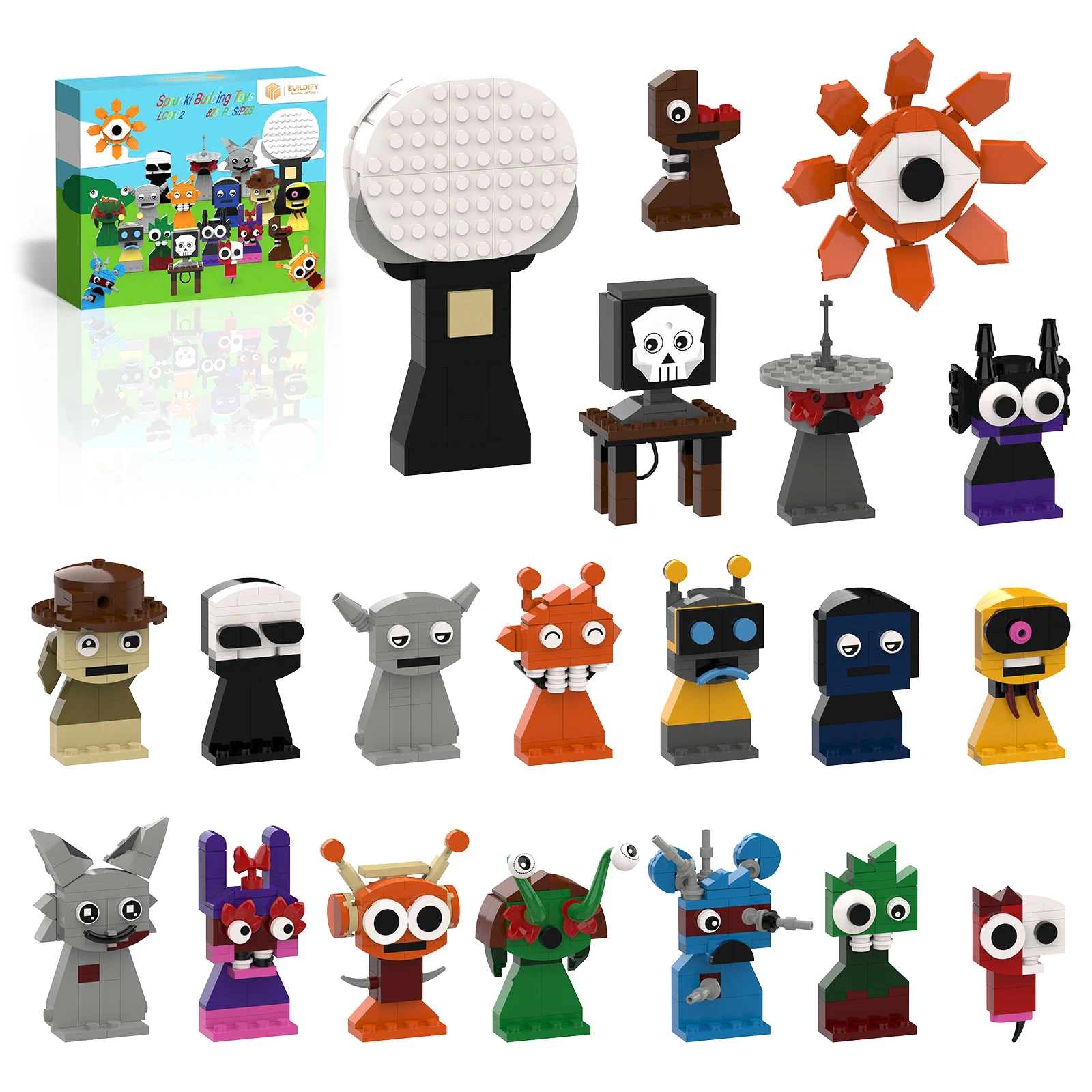 Incredibox Sprunki Toys Building Blocks, 20 in 1 Sprunki Figures Building Set, Collectible Gift for Fans Boys and Girls (825pcs)