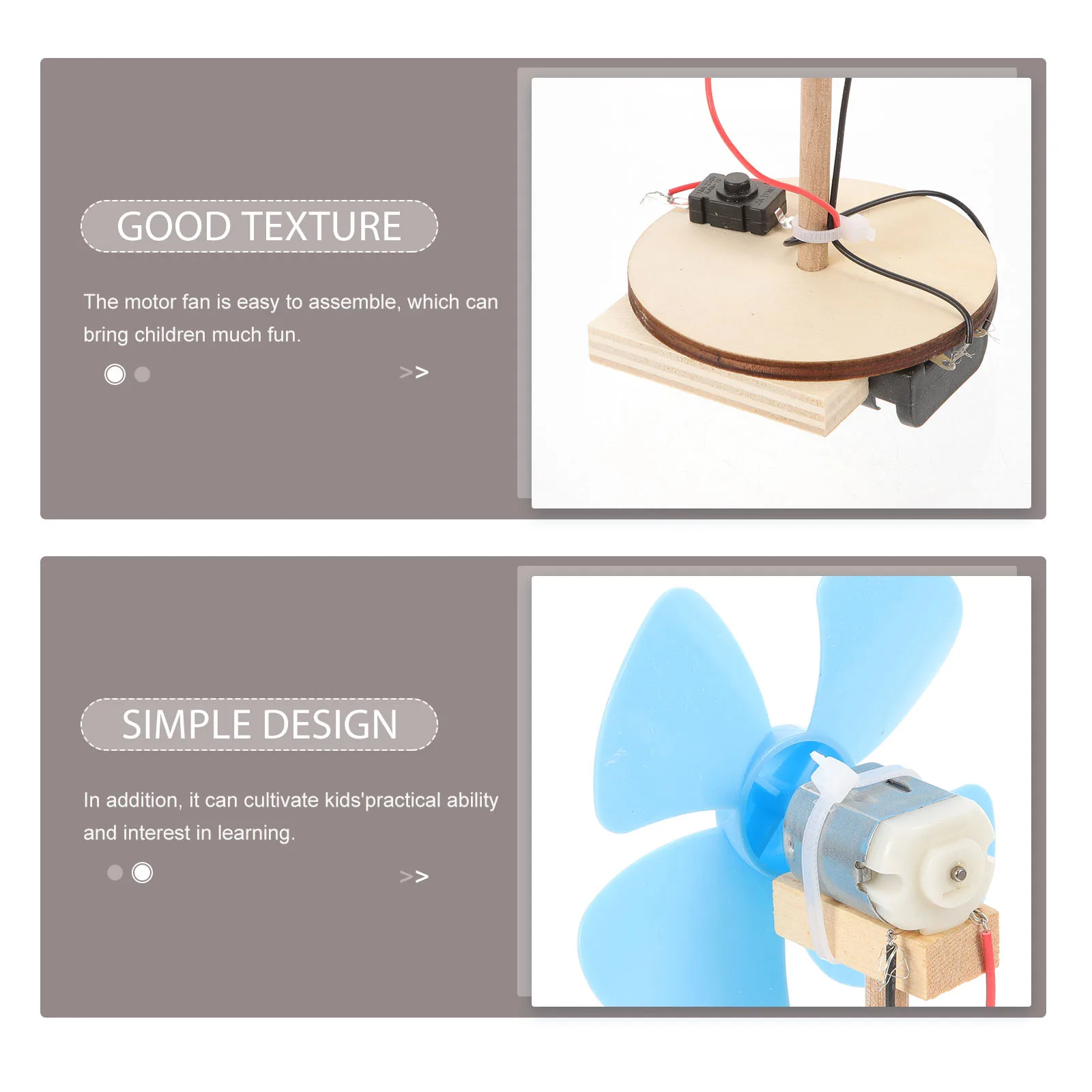 

2 Pcs Electric Fan Experimental Materials DIY Motor USB Mini Kits Handmade Child Portable