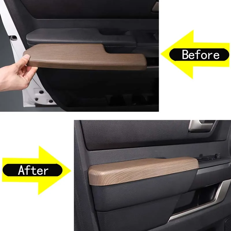 For 2022-23 Toyota Tundra For Sequoia ABS Pear Wood Grain Car Door Elbow Rest Decorative Cover Sticker Car Interior Accessories