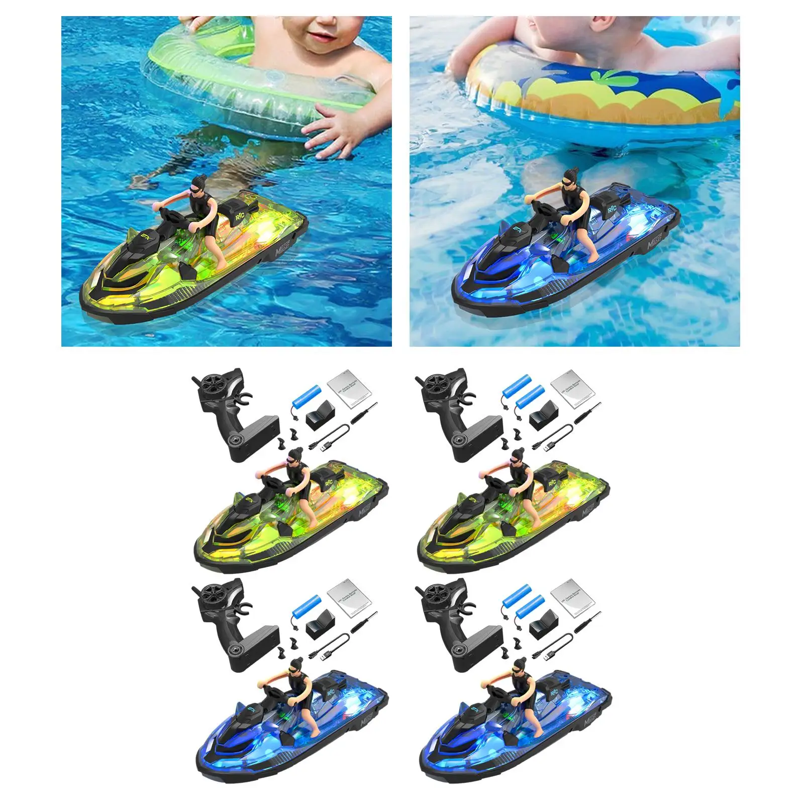 RC Boat Flexible with Light Swimming Pool Motorboat for Girls Boys Kids