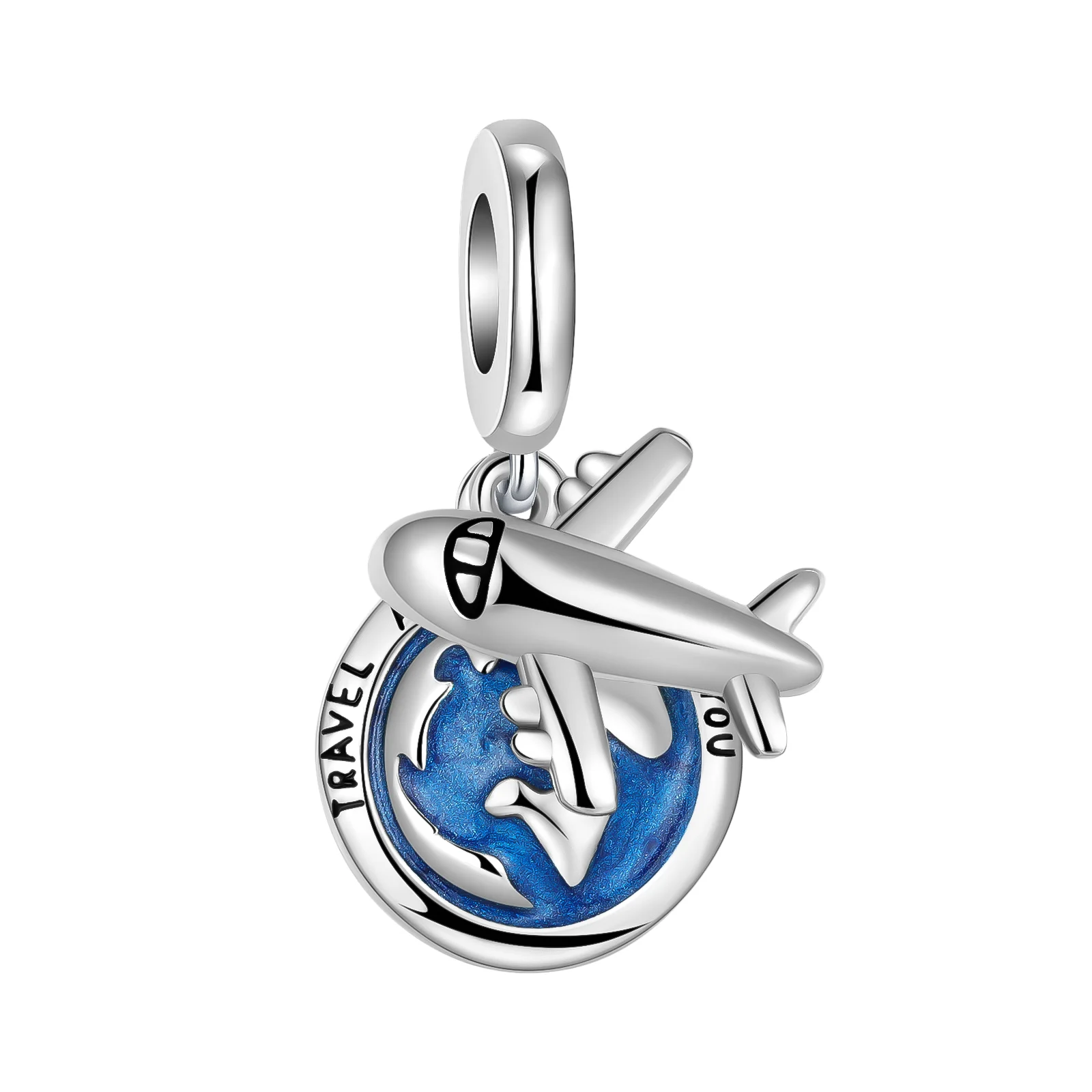 Hot Sales Original 925 Sterling Silver Travel Charms Airplane Luggage Globe Beads Bracelets Necklaces Womens DIY Jewelry Gift