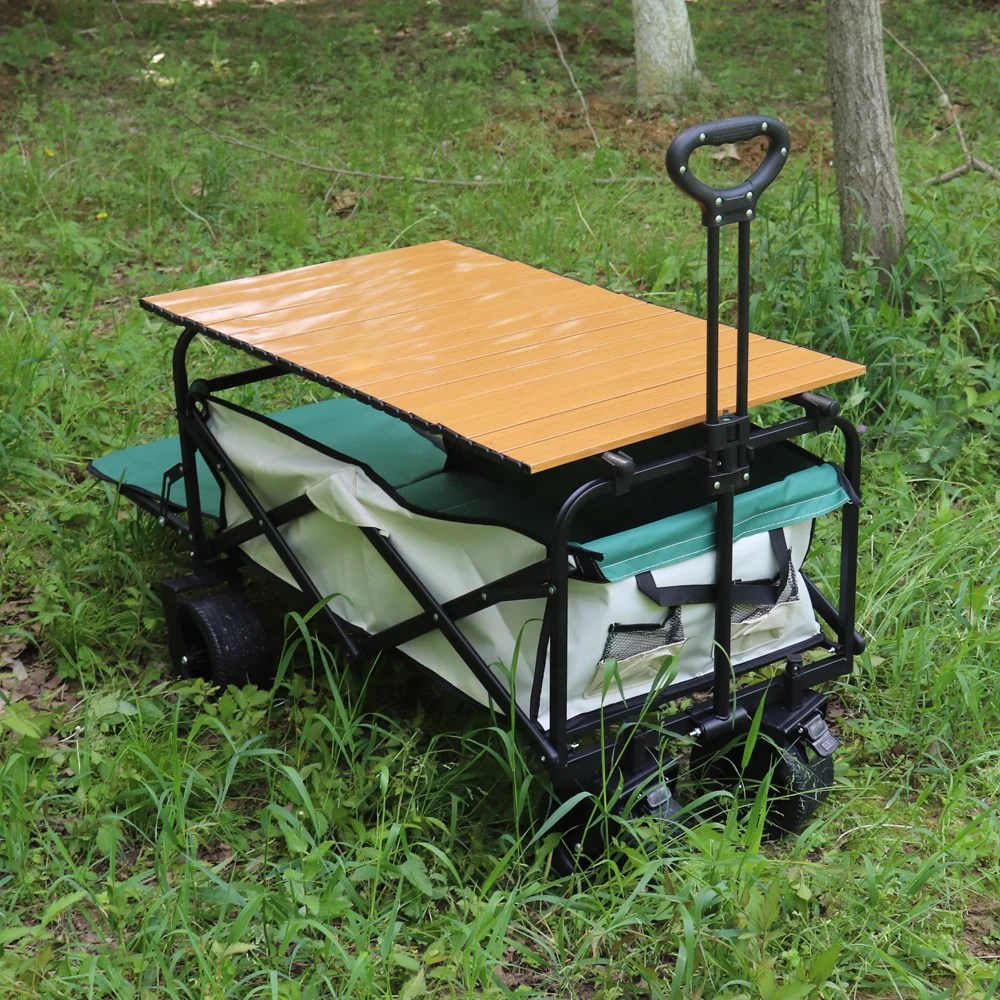 Carrito plegable para exteriores, carrito de mano multifunción para Picnic, Camping, varilla de tracción plegable portátil, tienda de remolque, puesto de pesca