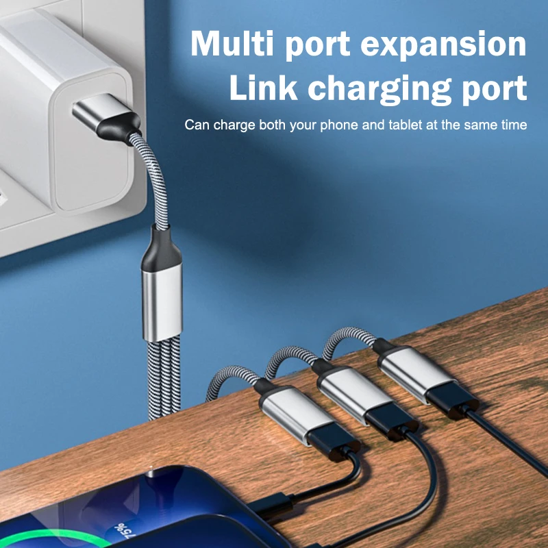 1 Stecker auf 2 3 Buchse HUB USB C Typ-C OTG Adapter Y Splitter Stecker Datenübertragung Ladegerät Kabel für Telefon Tablet Erweiterte Hub