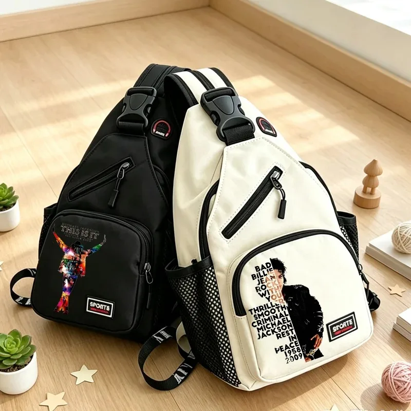 Michael Jackson Patterned Shoulder Bag Outdoor Fashion Hip Hop Women Men Backpacks Multifunctional Crossbody Bags Party Gifts