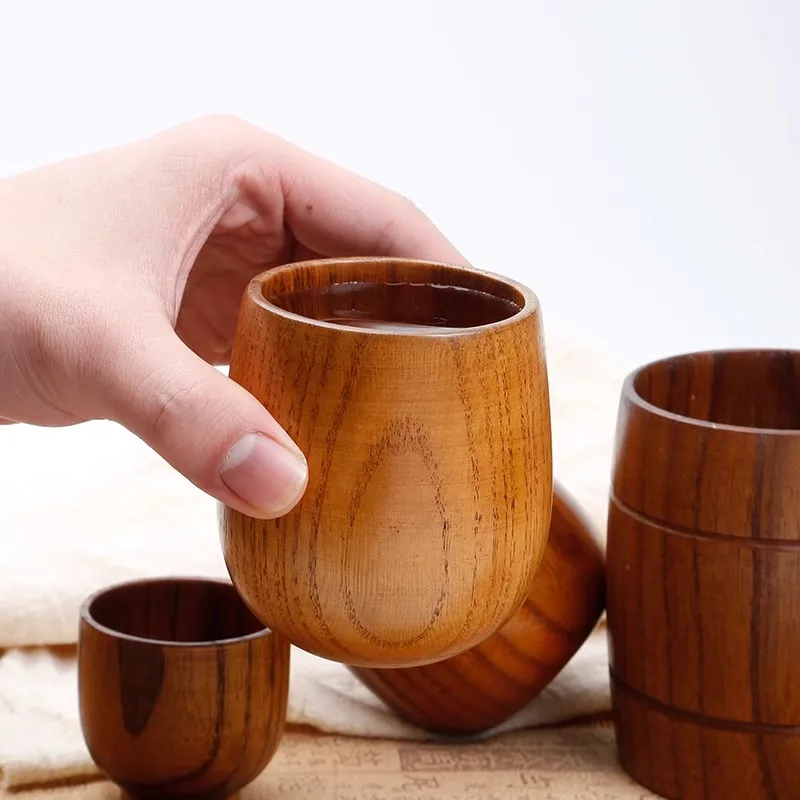 

100Ml Big Belly Cup Creative Pattern Solid Wood Handcarved Anti Scald Tea Cups Simple Fragrant Original Tableware Coffeeware