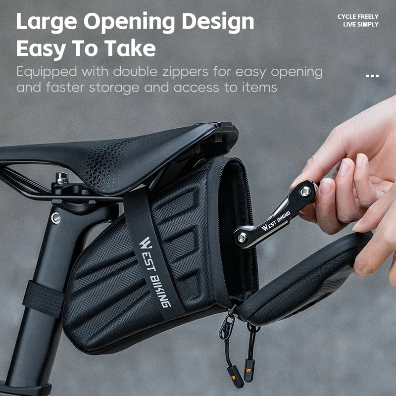 WEST BIKING Bicycle Saddle Bag EVA Carbon Pattern Hard Shell Tail Bag 1.8L MTB Road Bike kit Repair Rear Bag Bike Accessories view 3