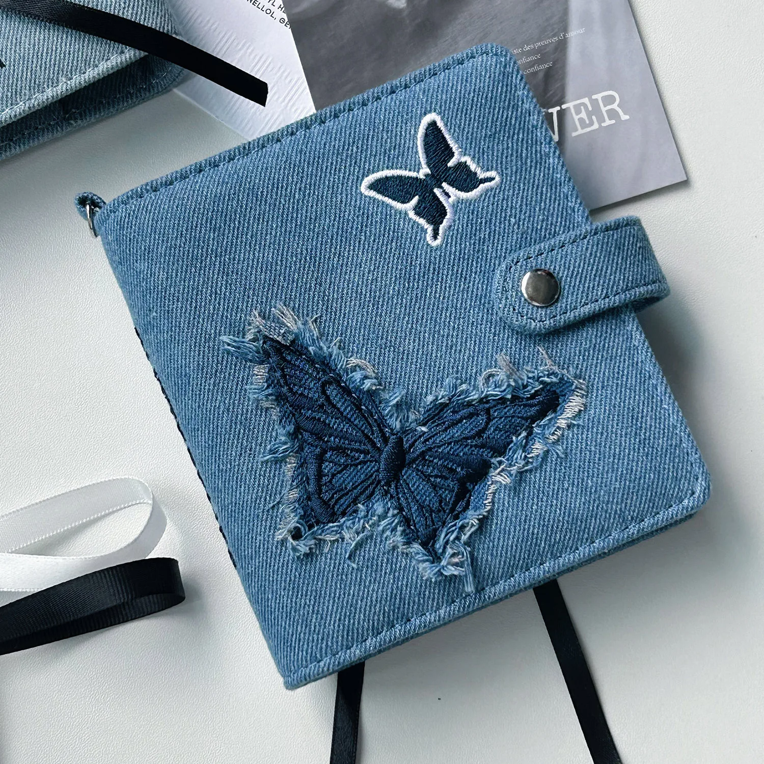 Taccuino per jeans con farfalla e nappa M5 Diario a fogli mobili Diario per studentesse M5 Iyo이