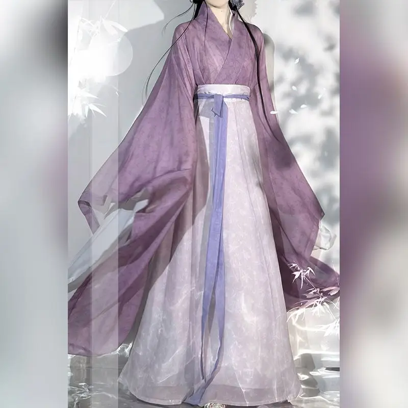 Hanfu Donna Taglie Forti Antico Cinese Tradizionale Hanfu Set Costume Cosplay Femminile Vestito da Festa Estate Danza Hanfu Abito Viola