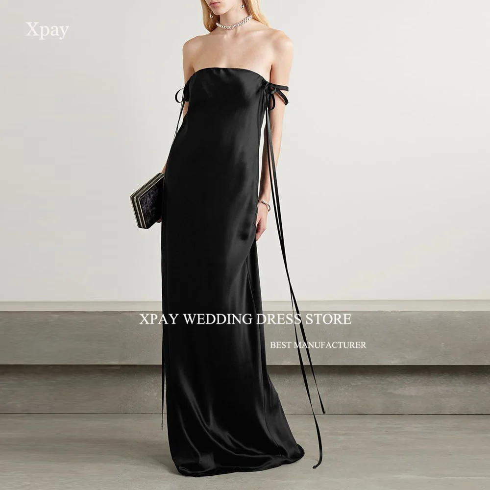 XPAY-Robe de Soirée Noire Élégante, Simple, Sans Bretelles, Longueur au Sol, Éducative, sur Mesure, à la Mode, de Bal