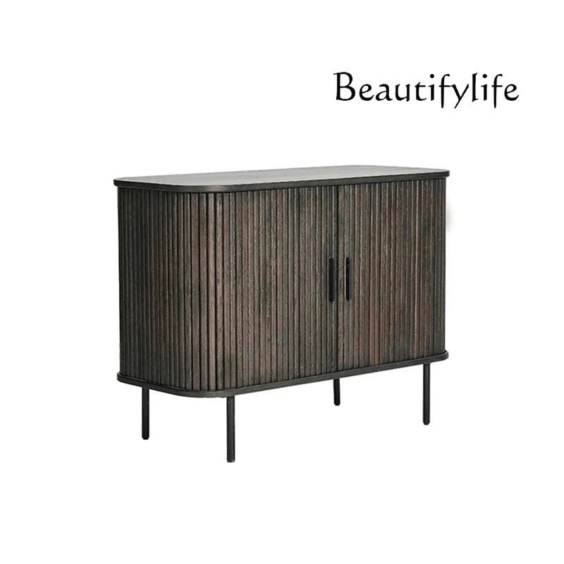 

Nordic Simple Shutter Door Sideboard Cabinet Light Luxury Modern Entrance Cabinet Living Room Retro Locker