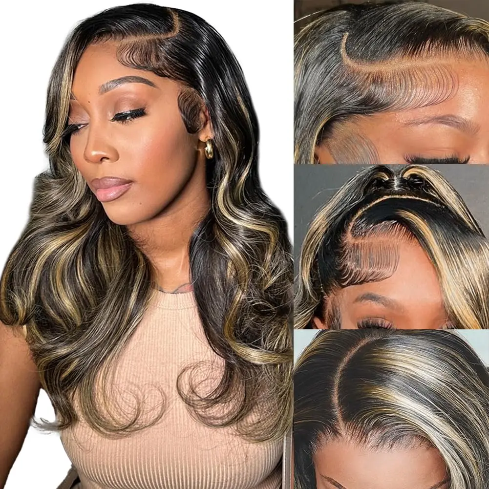 

highlight Body Wave hd lace wig 13x6 human hair Human Hair Lace frontal Wigs 4/27 Honey Blonde For Women choice Brazilian Remy