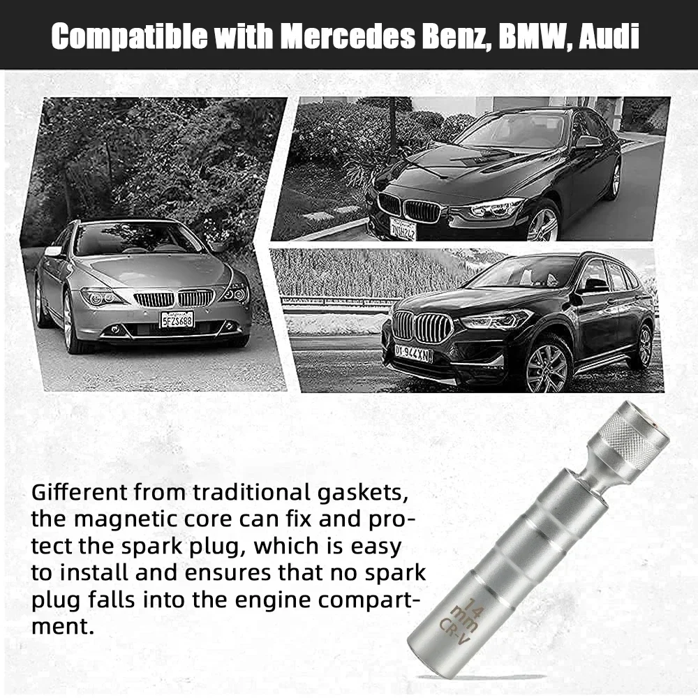 Spark Plug Socket Wrench Adapter 14mm 16mm Socket Adapter Drive Universal Joint with Magnetic Flexible Socket Car Repair Tools