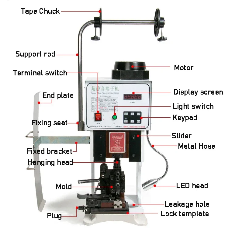 220V 3.0T Semi-automatic Terminal Crimping Machine Used For DC/AC/single Grain Ultra-quiet Vertical Terminal Crimping Machine