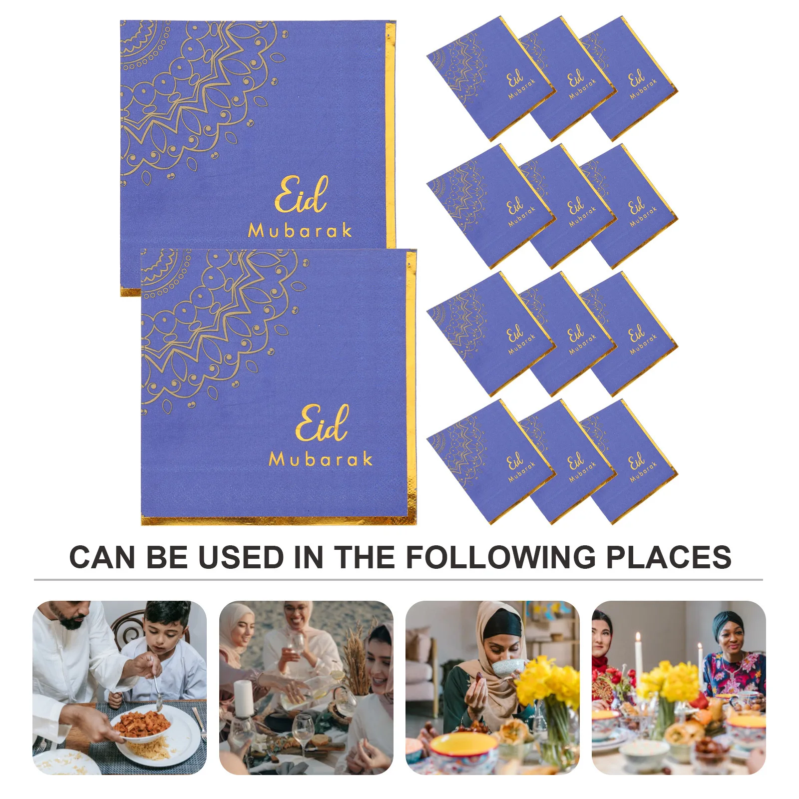 

32Pcs Eid Festival Party Tissue Ramadan Disposable Napkin Decorative Paper Table Dinner Napkin Ornament Eid Mubarak Supplies