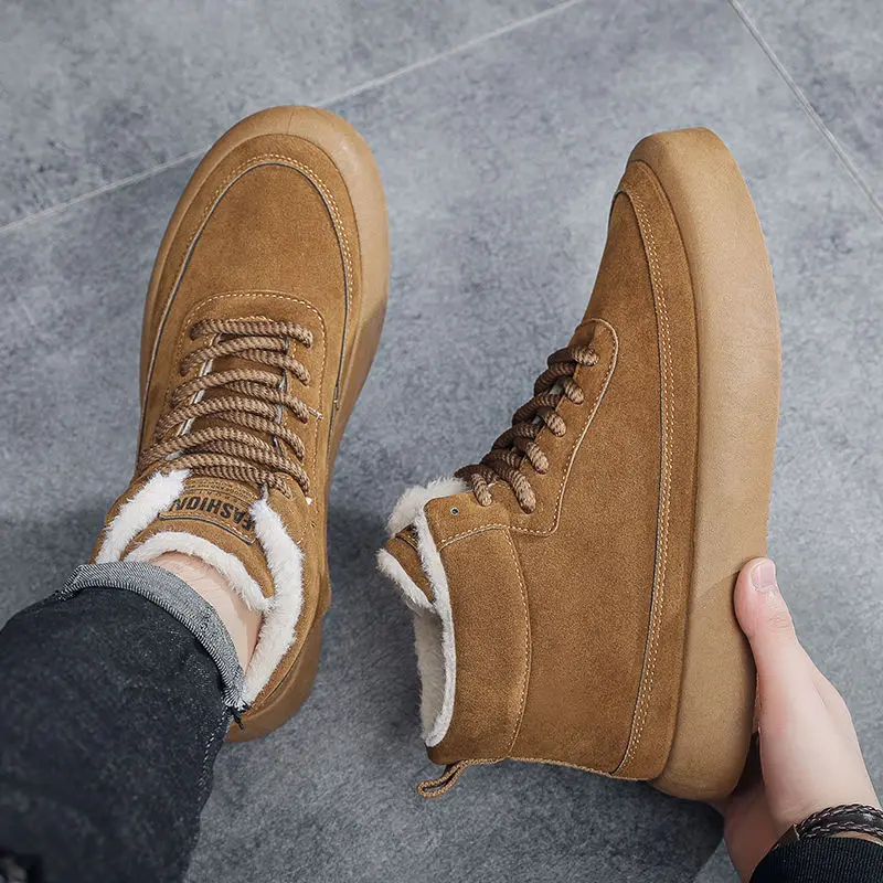 2025 Men's Winter High Top Snow Boots Cotton Padded Thickened Warm Fleece Lined Casual Size 44-48 New Arrival