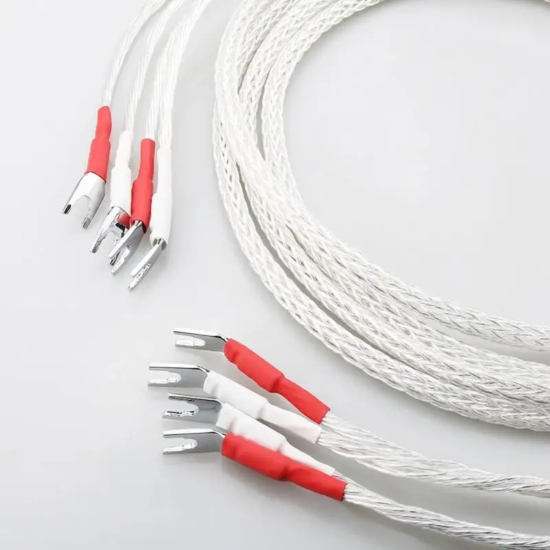 Premium Silver Plated Speaker Cable with Banana Plugs and Y Spades Terminals 83CF