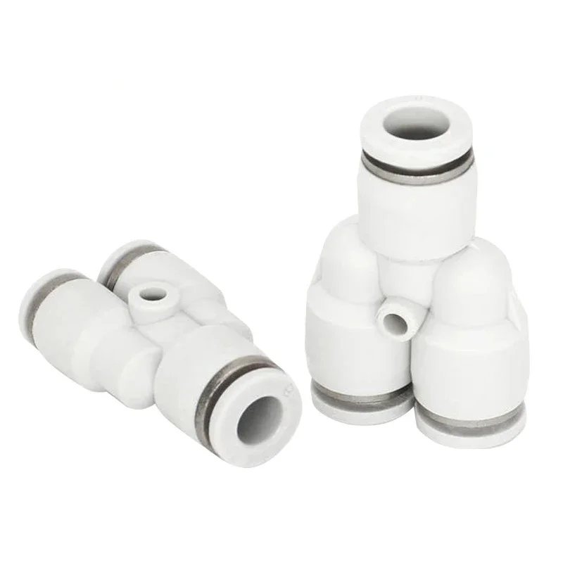 100PCS White PY Series Tracheal Quick Plug Connector Y Type Three-way PY4 6 8 10 12mm Pneumatic Components Fitting