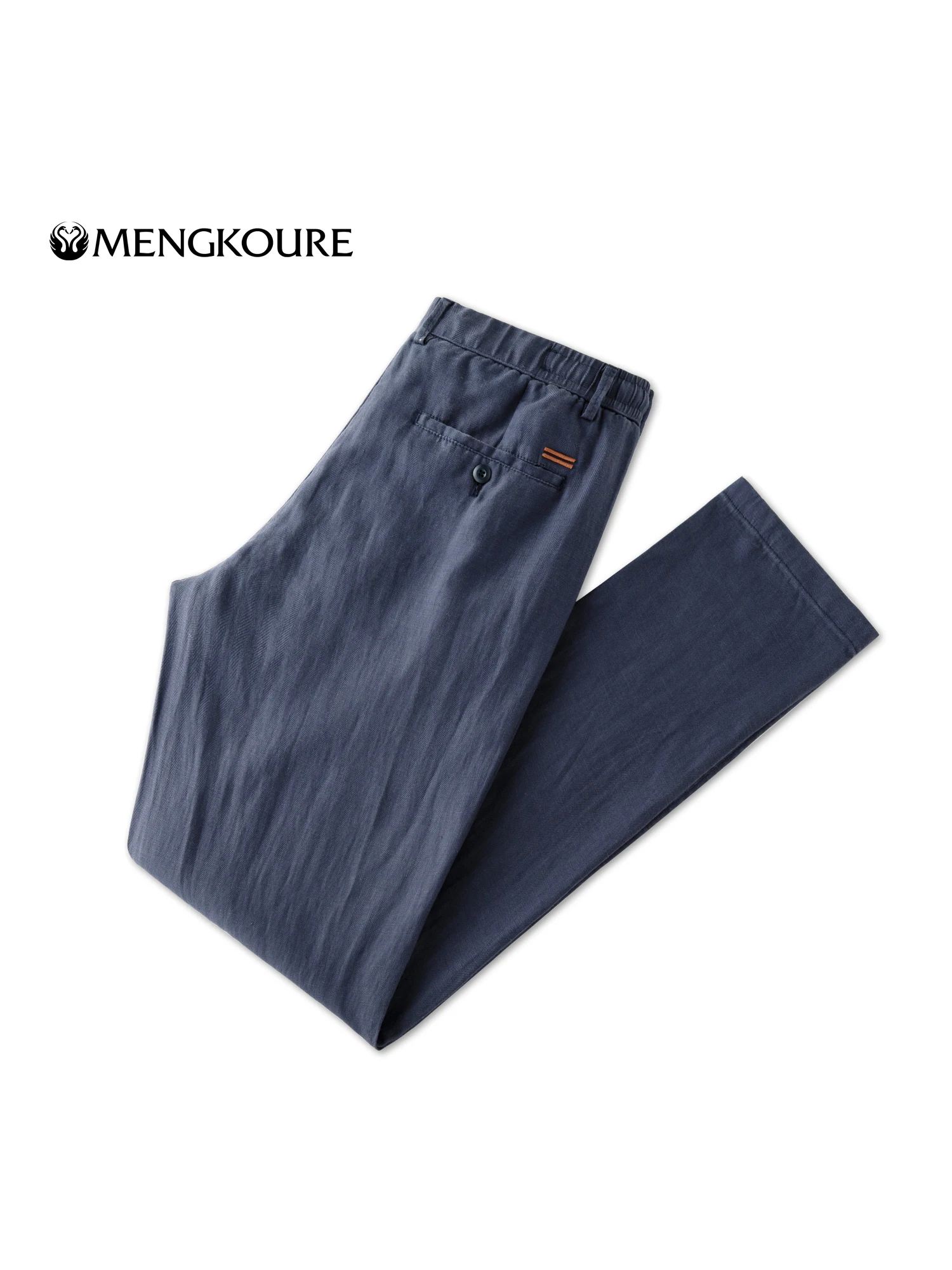 Pantalones Casuales de Lino Transpirable para Hombre, Marca Mengkou, Primavera-Verano, Corte Recto, Versátiles y Largos