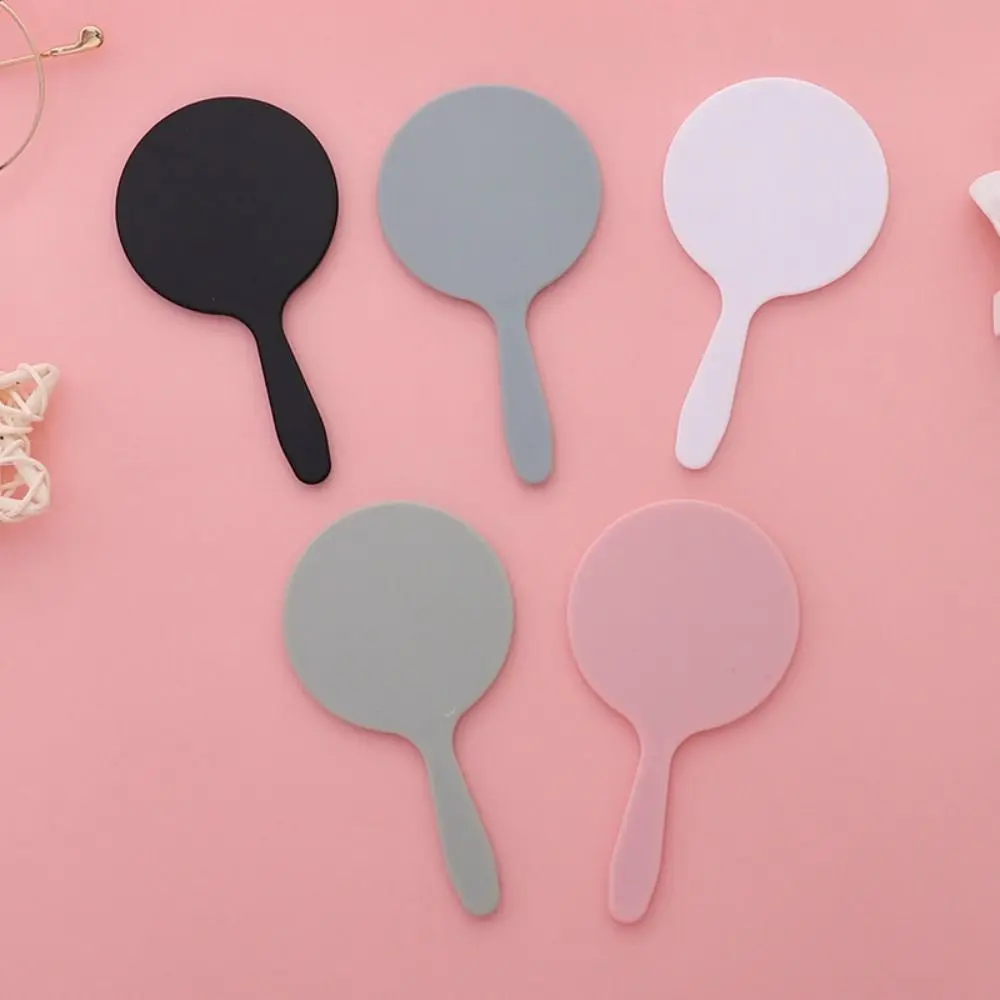 Creative Small Round Handheld Mirror With Handle Anti-fall Makeup Mirror Hand Compact Mirror for Women Home Decor