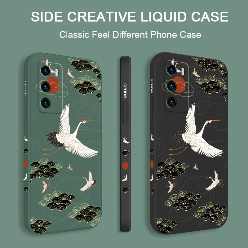 Fairy Crane Phone Case For Huawei P40 P50 P30 P20 Pro Lite Nova 5t Y7A Mate 20 Pro Lite Liquid Silicone Cover