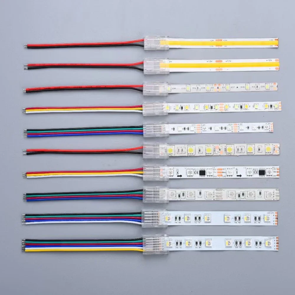 Conector de cubierta transparente sin soldadura, tira de luz LED de un solo Color, CCT, RGB, RGBW, RGBCCT, conectores de esquina, 2, 3, 4, 5, 6