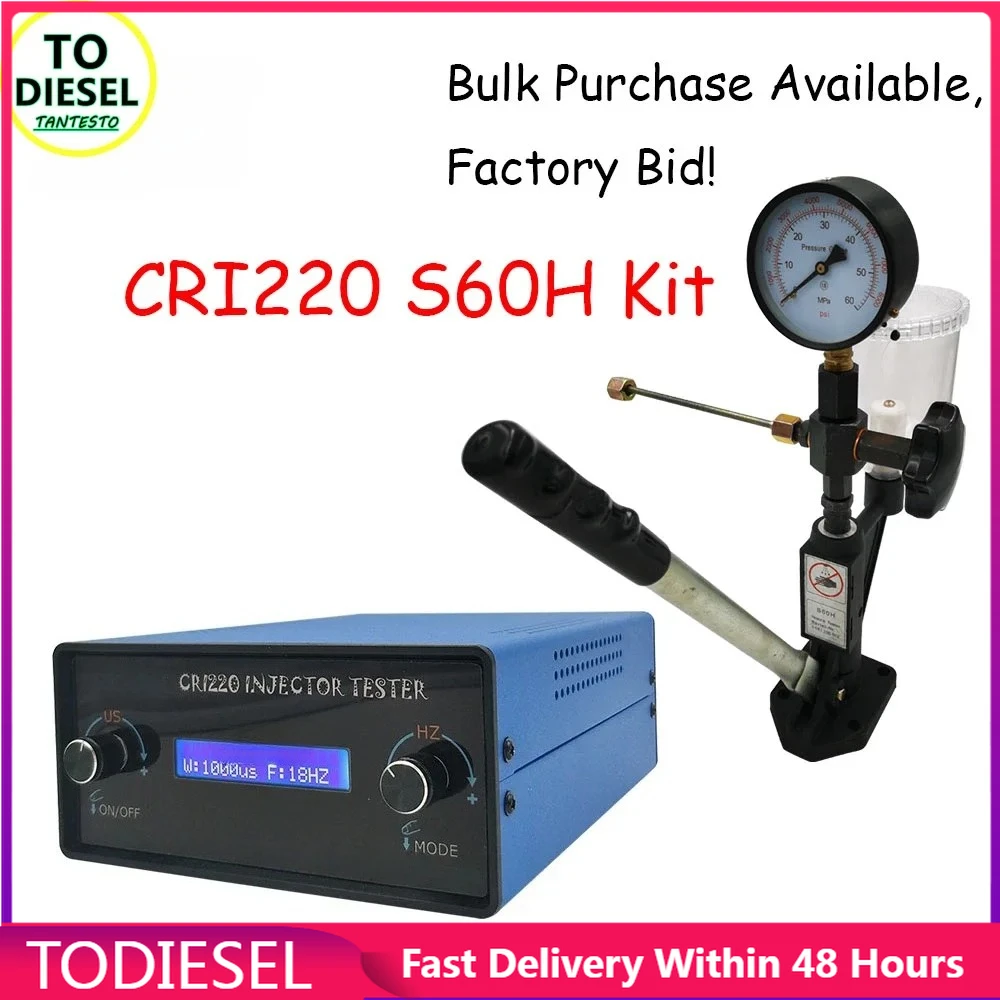 Probador de Inyectores Common Rail AM-CRI220 con Kit de Calibración de Boquillas de Aceite S60H para BOSCH, DENSO, DELPHI y CAT