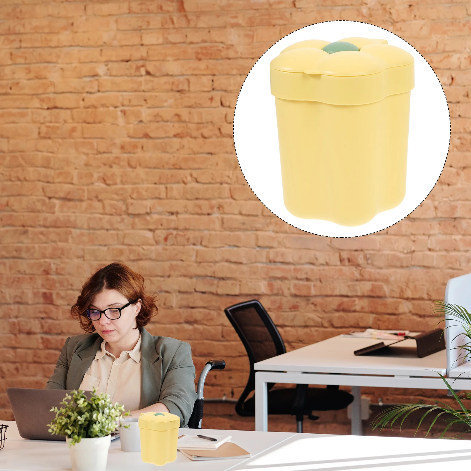

Container Desktop Trash Can Office Waste Paper Basket Plastic Small Rubbish Bin