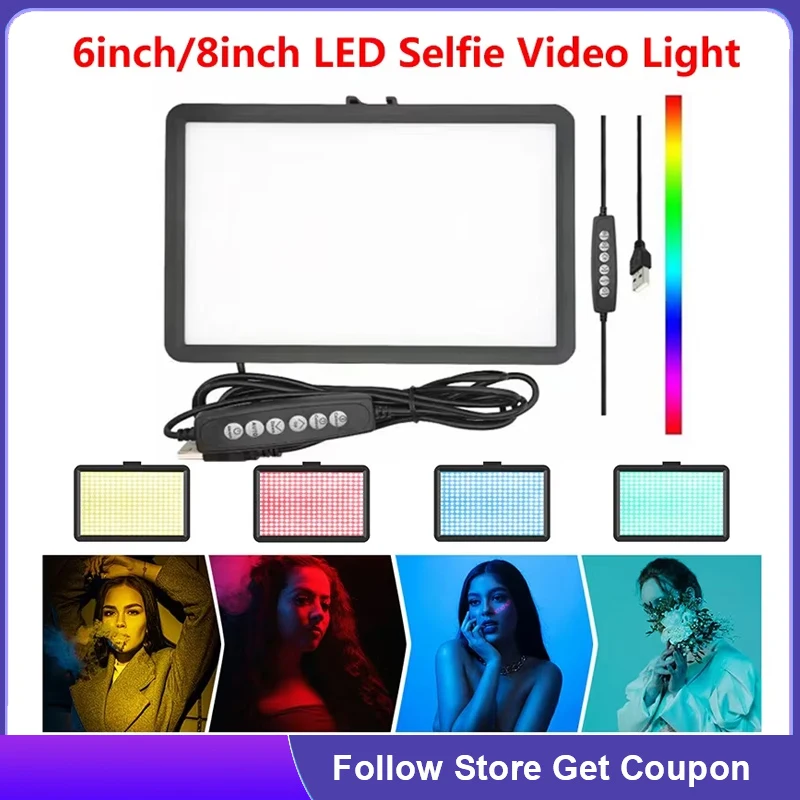 6/8 Inch LED Video Light For Live Streaming Photo Studio Light Panel Photography Dimmable Flat-panel Fill Lamp 3300-5600K