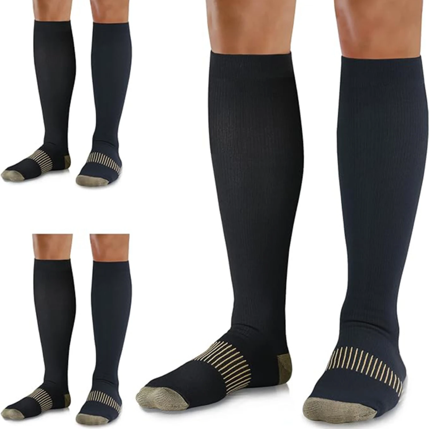 

Compression Socks for Women and Men 3 Pairs 20-30 mmHg Knee High Compression Stockings Circulation Best for Running Athletic Nur