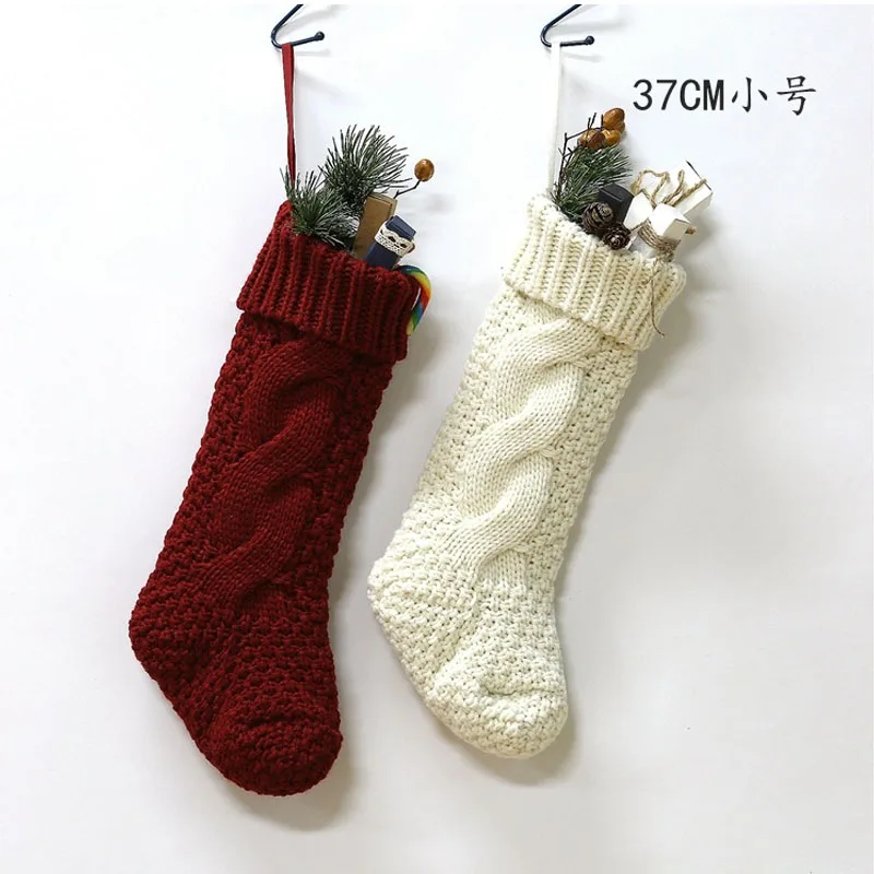 37CM Christmas Stockings Knit Santa Elk Socks Xmas Lovely Gift Bag For Children Fireplace Tree Christmas Hanging PartyDecoration